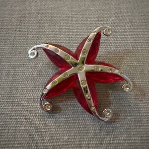 Vintage Swarovski Red Starfish Austrian Crytstal Brooch Retired 1141